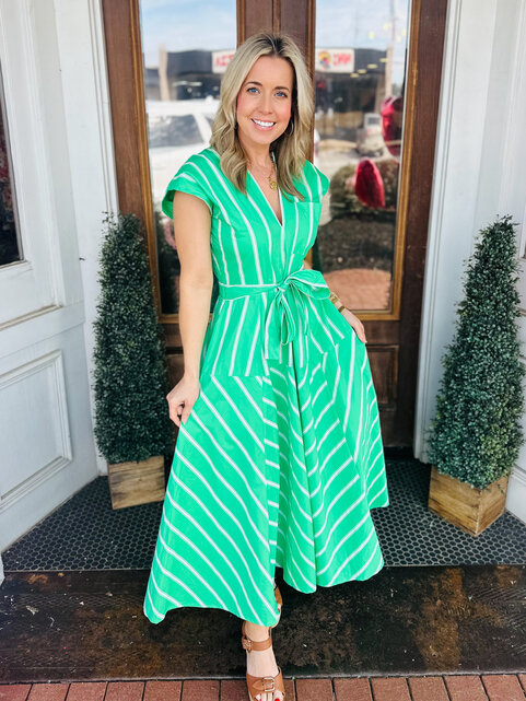 Augusta  Green Midi Dress