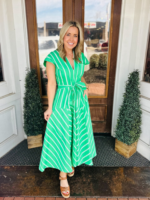 Augusta  Green Midi Dress