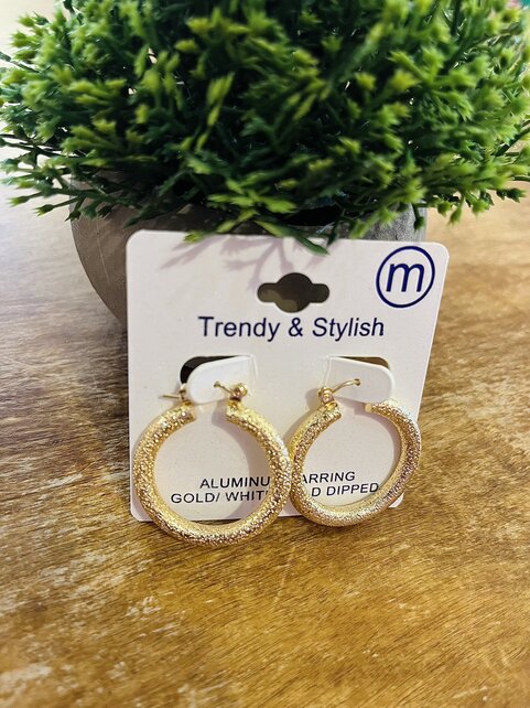 30mm Textured Gold Hoops
