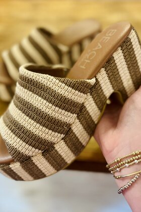 Brown Stripe Platform Shoes
