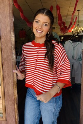 Ruby Red Striped Top
