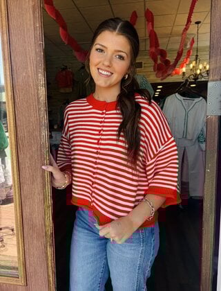 Ruby Red Striped Top