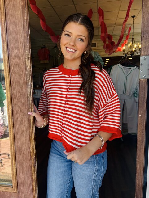 Ruby Red Striped Top