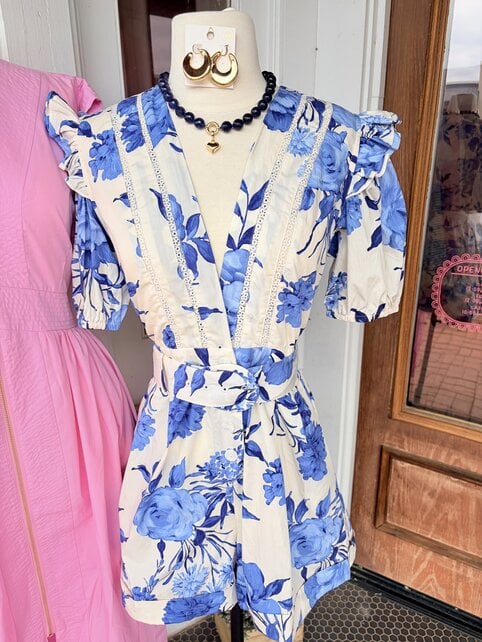 Coastal Garden Belted Romper