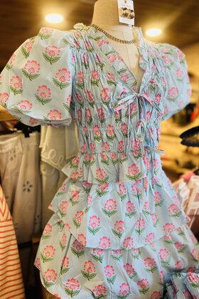 Hibiscus Skies Tie Front Top