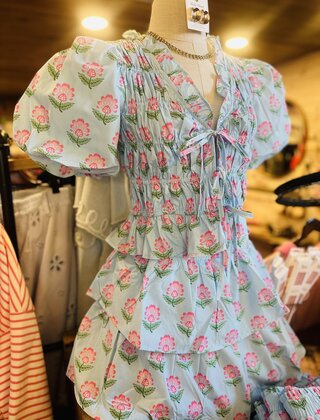 Hibiscus Skies Tie Front Top