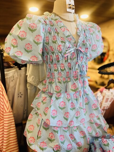 Hibiscus Skies Tie Front Top