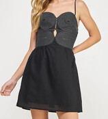 Delicate Stitch Mini Dress - Black