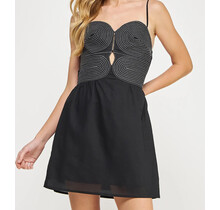 Delicate Stitch Mini Dress - Black
