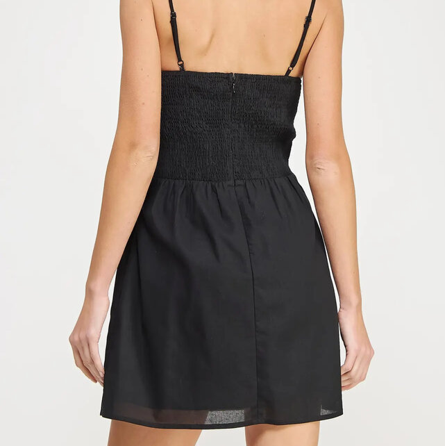 Delicate Stitch Mini Dress - Black