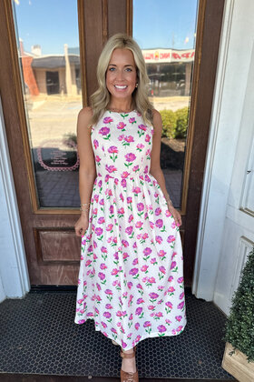 Petal Whispers Bow Back Midi Dress