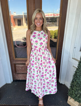 Petal Whispers Bow Back Midi Dress