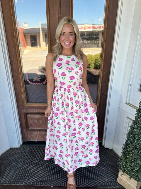 Petal Whispers Bow Back Midi Dress