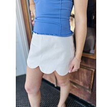 Soft White Scalloped Mini Skirt
