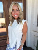 Cloud White Structured Sleeveless Top