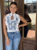 Lavender Blossom Keyhole Halter Top