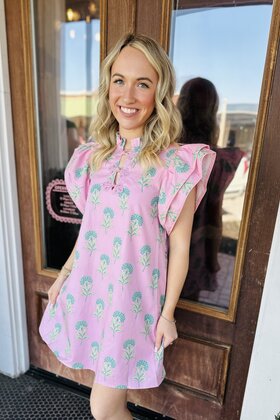 Candy Pink Floral Mini Dress