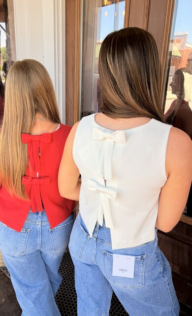 Bow Back Sleeveless Cropped Blouse