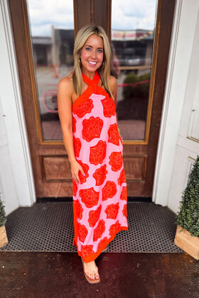 Tropical Glow Halter Dress