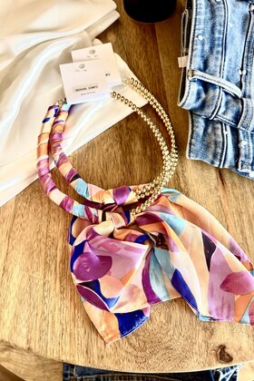 Fuchsia Scarf Wrapped Necklace