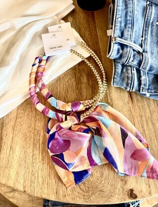 Fuchsia Scarf Wrapped Necklace
