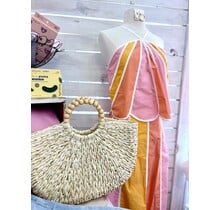 Gold Straw Shopper Bag