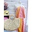 The Uptown Peach Gold Straw Shopper Bag