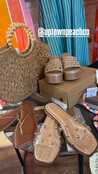 Khaki Straw Shopper Bag
