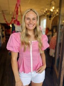 Soft Scallop Puff Sleeve Top