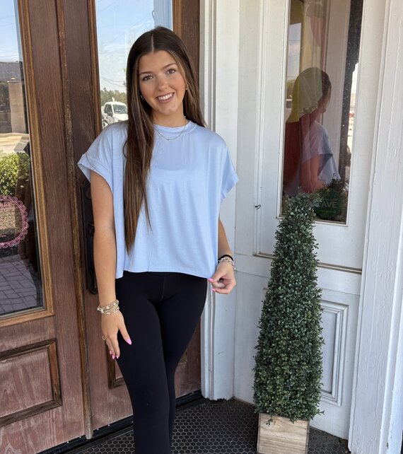 Sky Blue Open Back Top