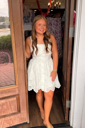 Kayleigh’s Eyelet Mini Dress