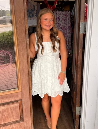 Kayleigh’s Eyelet Mini Dress