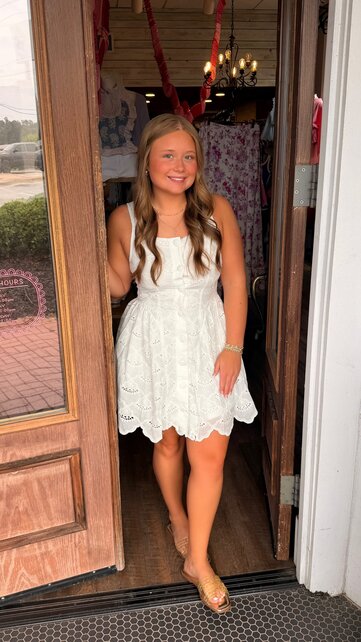 Kayleigh’s Eyelet Mini Dress