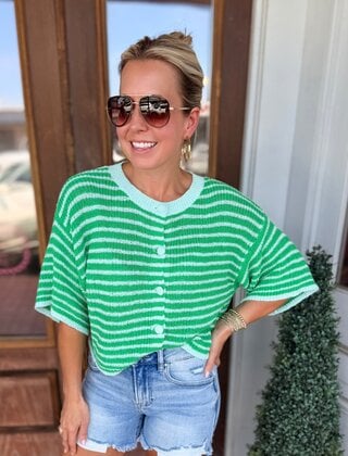 Kelly Green Button Knit Cardigan