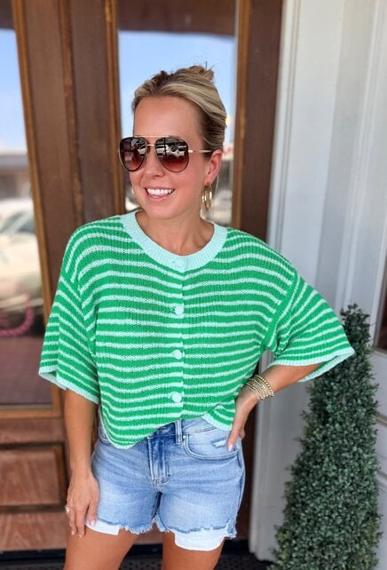 Kelly Green Button Knit Cardigan