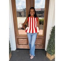 Red and White Ruffled Tank