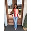 The Uptown Peach Red and White Ruffled Tank