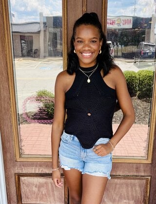 Black Flower Knit Tank