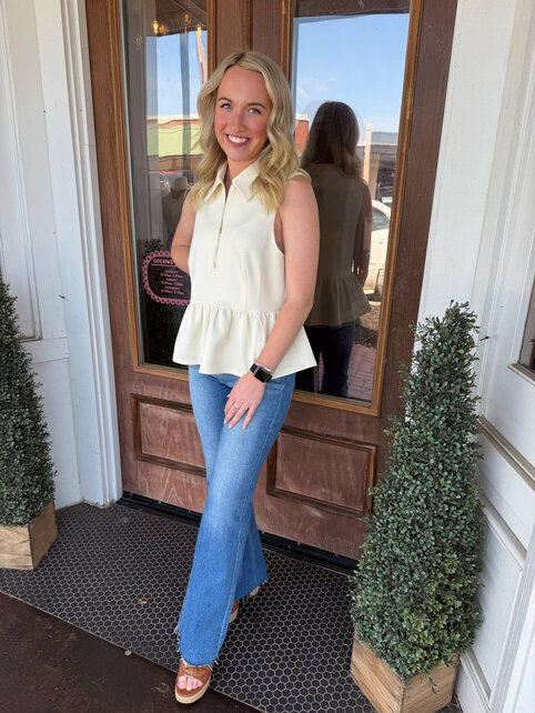 Cristian’s Cream Ruffle Top