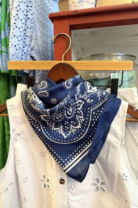 Navy Paisley Print Bandana Scarf