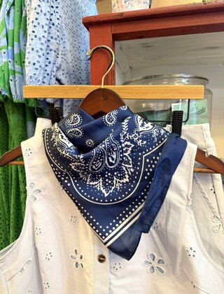 Navy Paisley Print Bandana Scarf