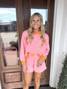 Peachy Bloom Stripe Lounge Mockneck