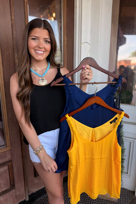 Signature Strap Accent V-Neck Tank Top
