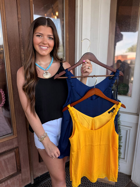 Signature Strap Accent V-Neck Tank Top