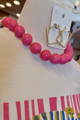 Chunky Pink Beaded Necklace