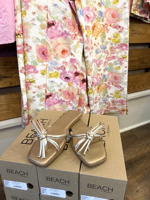 Tied in Gold Slip-On Sandals