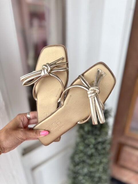 Tied in Gold Slip-On Sandals