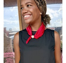 Red Pearl Clasp Scarf Necklace