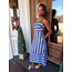 The Uptown Peach Blue & Brown Striped Maxi Dress