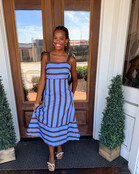 Blue & Brown Striped Maxi Dress
